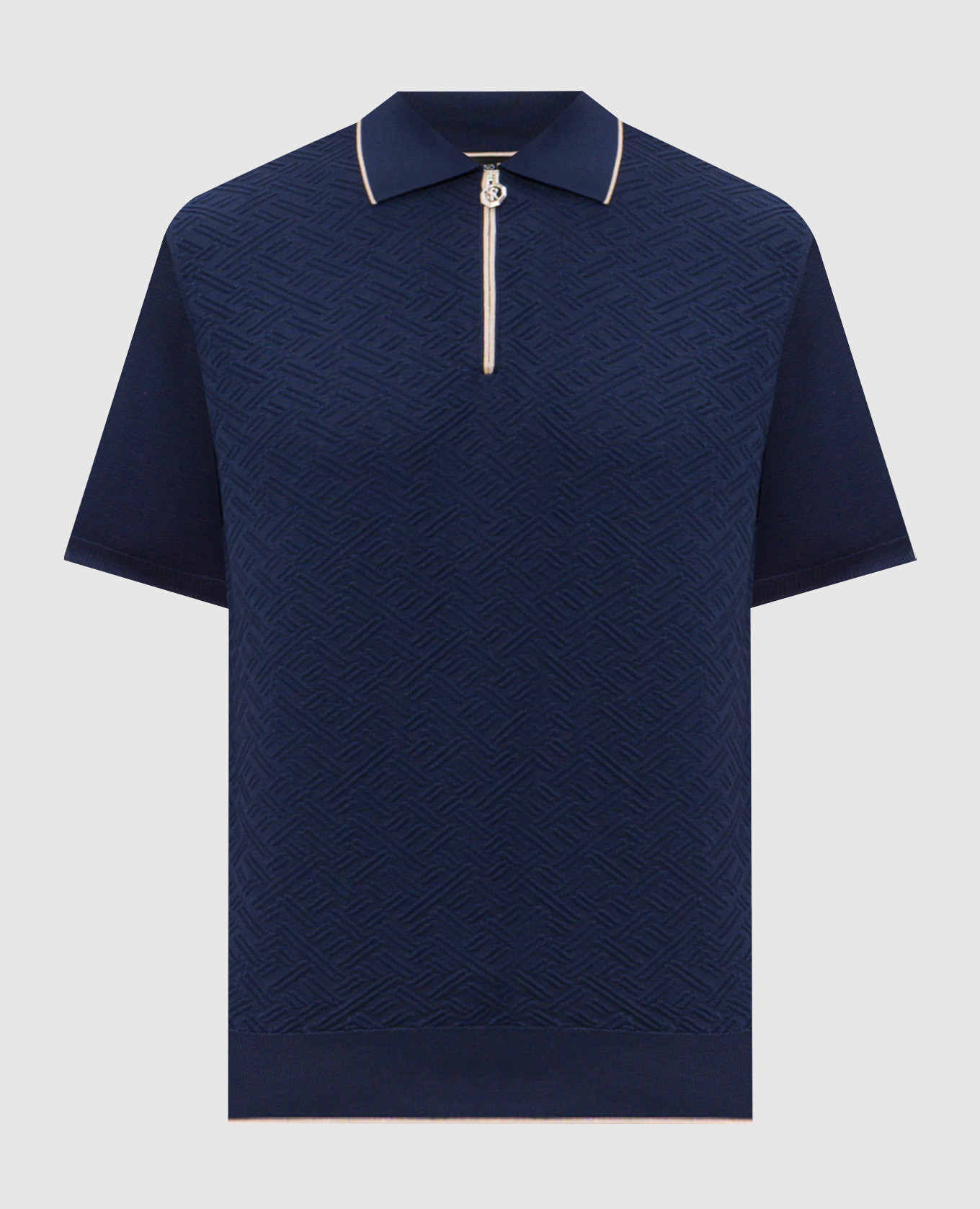 

Blue silk polo shirt with zipper Stefano Ricci