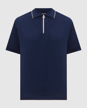 Stefano Ricci Blue silk polo shirt with zipper K616452P31F26117