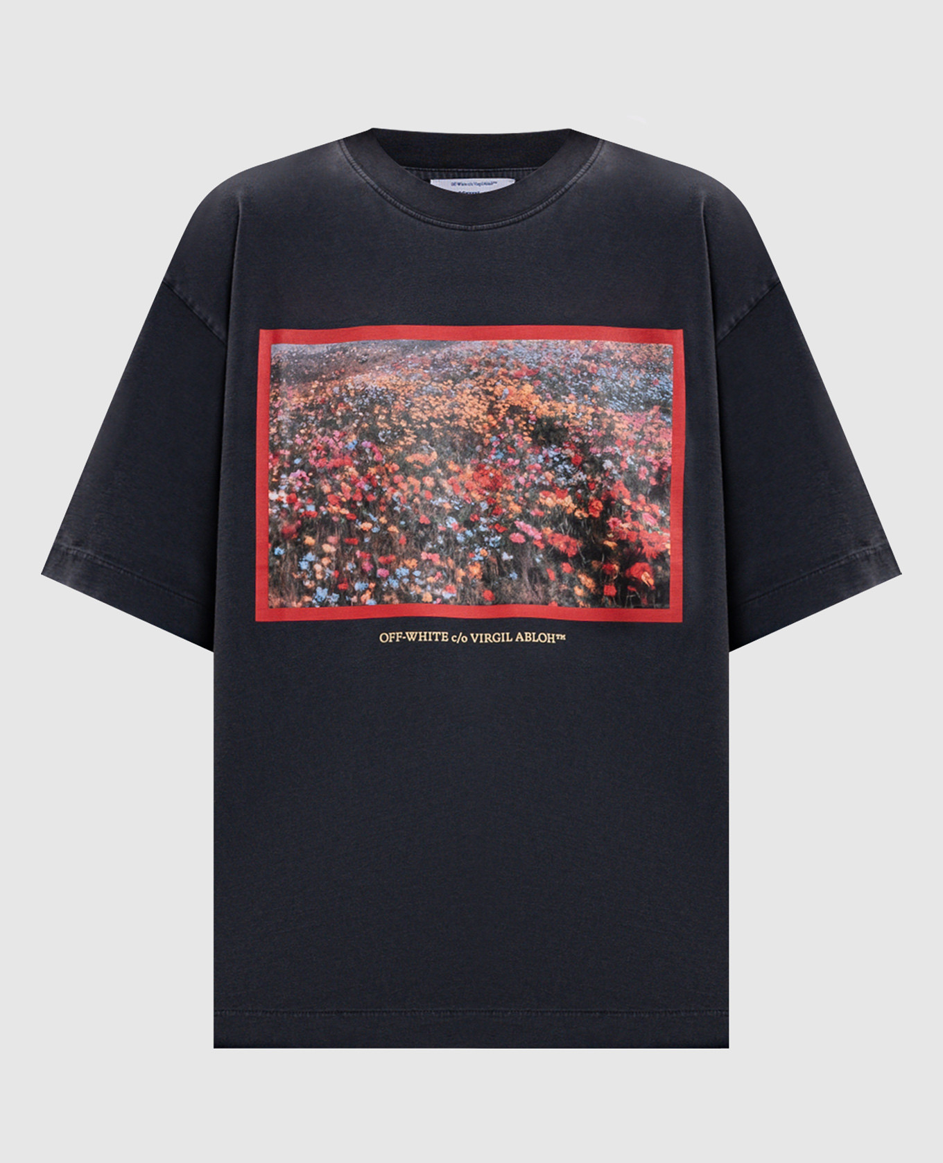 Gray T-shirt with Flowers field print Off-White