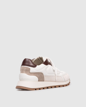 Brunello Cucinelli White leather sneakers with a monil chain MZGSG3028