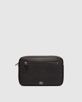 Valentino Black leather clutch with emblem 9Y2P0AN8UAG