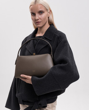 Khaite Cate brown leather bag with logo print H2039875