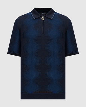 Stefano Ricci Blue polo shirt with patterned silk K818105P31F26171