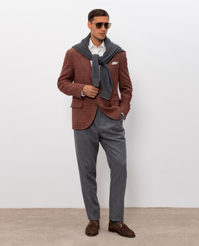 Brunello Cucinelli Brown silk, wool and cashmere jacket MV4647BTDH
