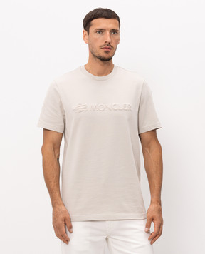 Moncler Beige T-shirt with textured logo L20918C0001189AUG
