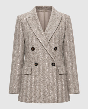 Brunello Cucinelli Beige double-breasted jacket with a pattern MA1567255