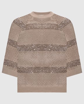 Brunello Cucinelli Beige top with sequins M58772800