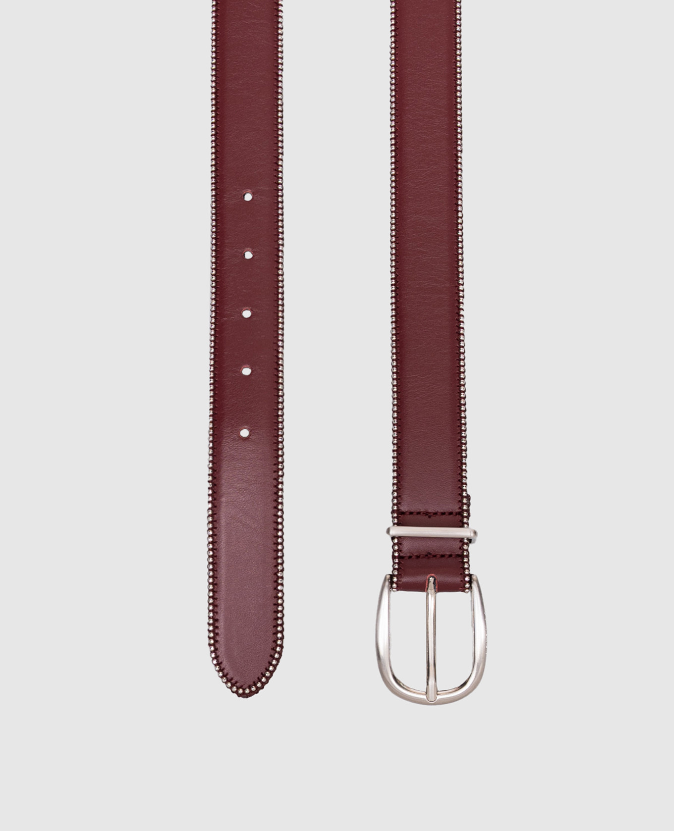 Burgundy leather belt with monil chain Peserico 3