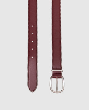 Peserico Burgundy leather belt with monil chain A32608C0CC894