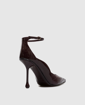 Jimmy Choo Quinci burgundy leather sandals with eel-like embossing QUINCI95FQB