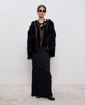 Masnada Black merino wool jumper with chain 79A01N