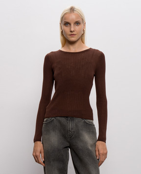 Twinset Brown sweater with double-layered silk 262TP3010