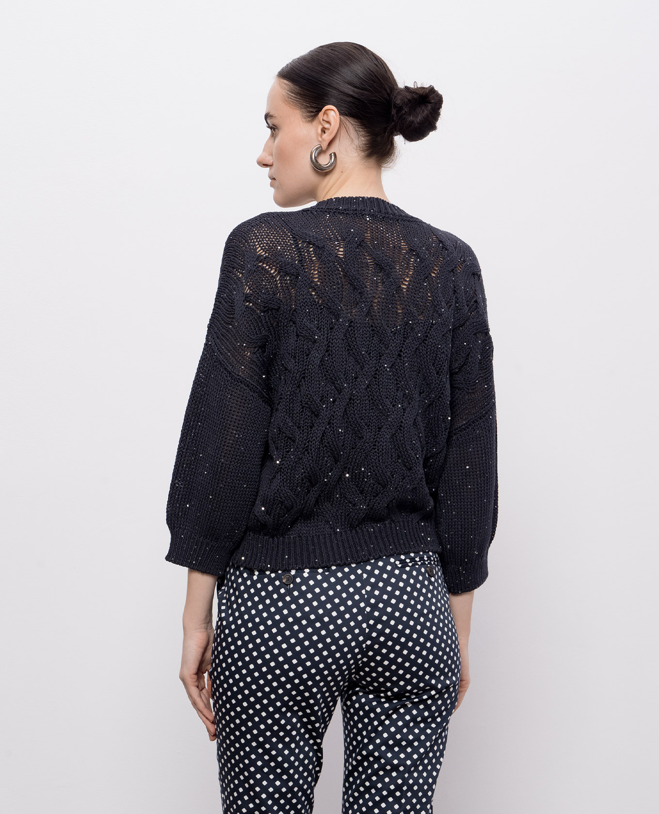 

Navy blue cardigan with sequin pattern Peserico