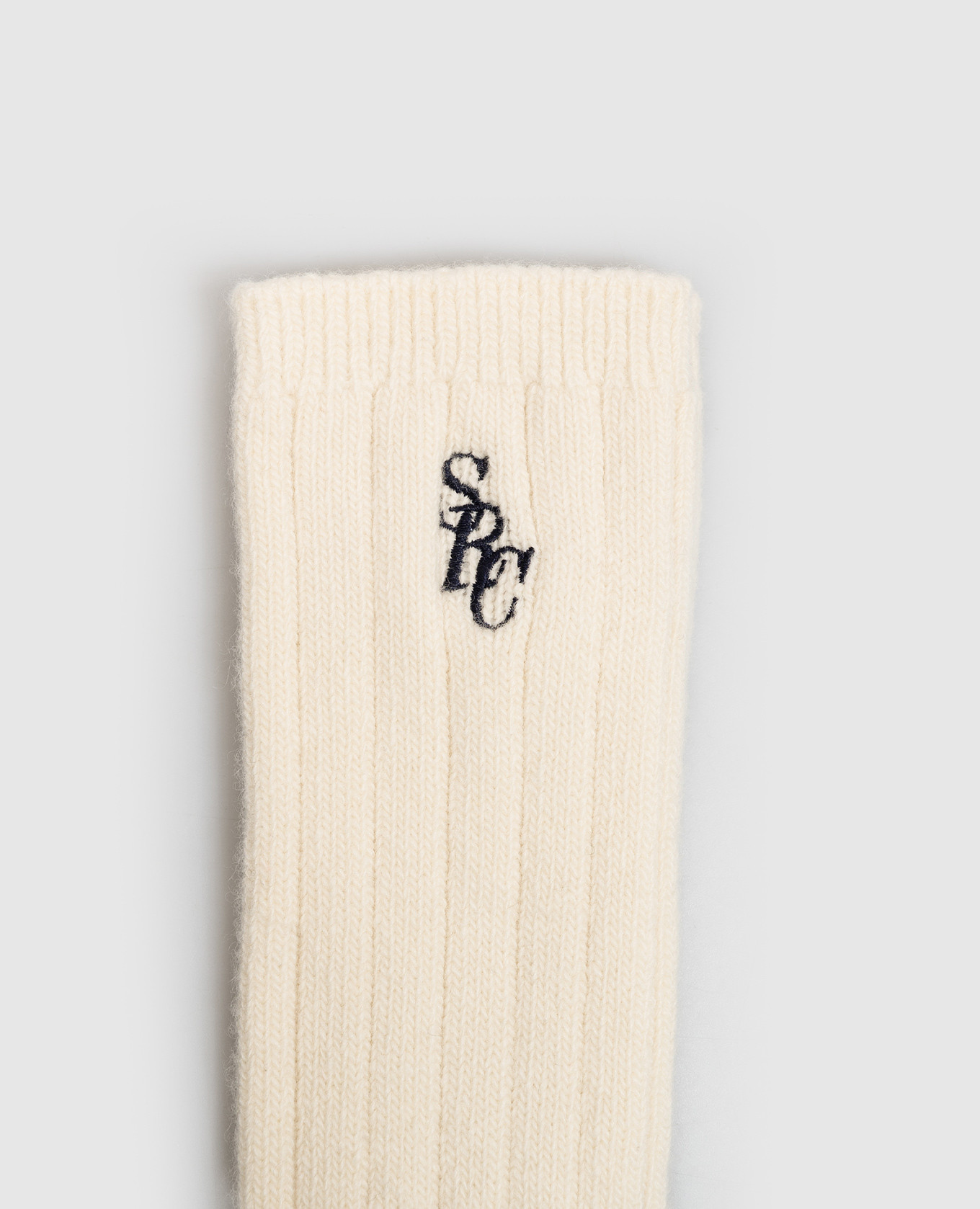 Ivory wool and cashmere socks with monogram embroidery Sporty & Rich 2