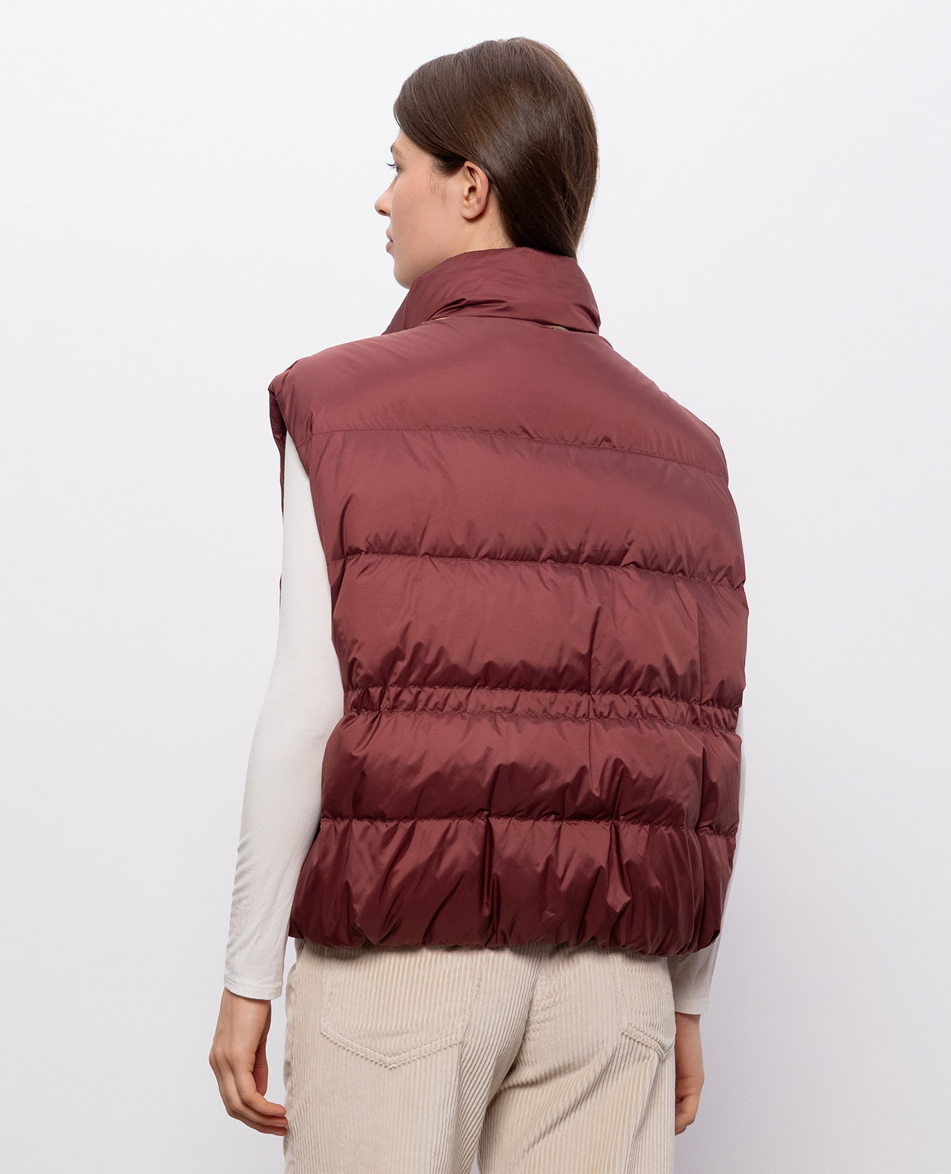 Burgundy quilted down vest Brunello Cucinelli 4
