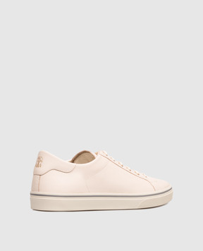 Brunello Cucinelli Beige leather sneakers with logo print MPULMOZ341