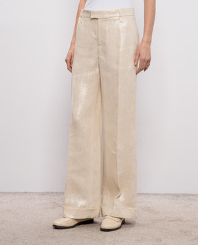 Brunello Cucinelli Beige linen trousers with lapels ML596P8492