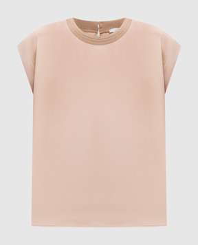 Peserico Pink blouse with monil chain A06102A6638