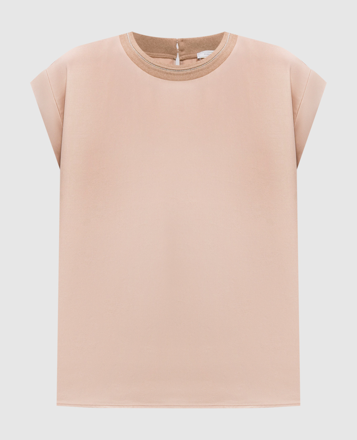 Pink blouse with monil chain