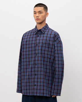 Juun.j Blue checked shirt with logo JC6164P05X