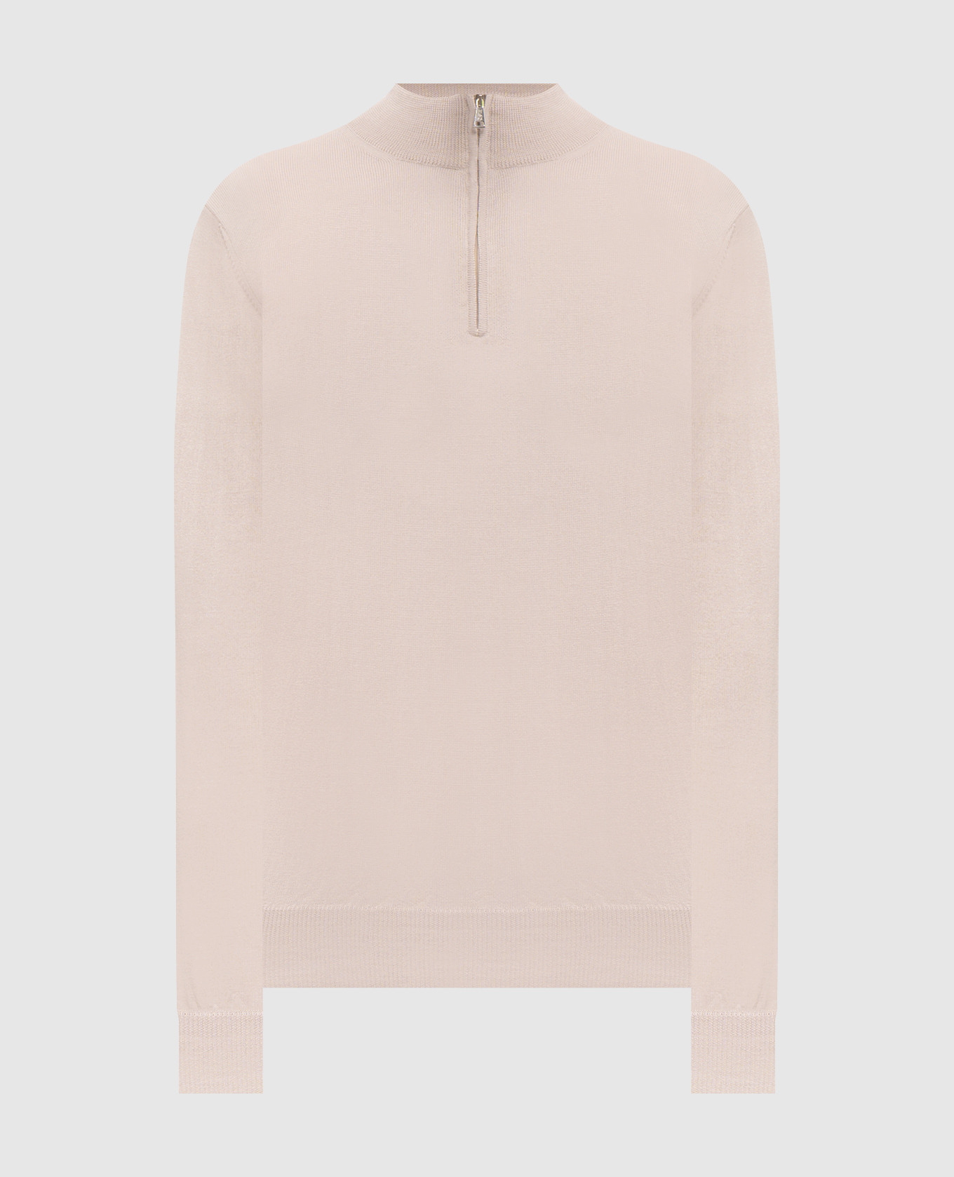 Beige wool, silk and cashmere jumper