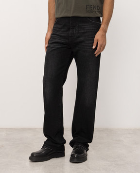 Fendi Black jeans with a worn effect FLP377B1PH