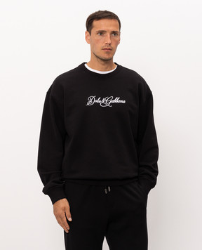Dolce&Gabbana Black sweatshirt with logo embroidery G9AHSZG7P9M