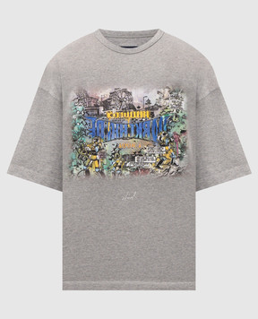 Juun.j Grey melange T-shirt with branded print JC6342P242