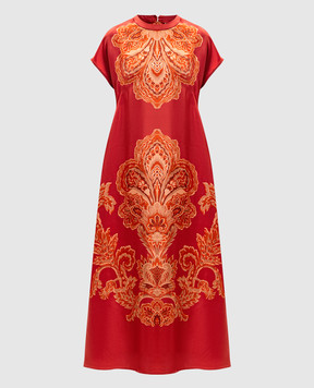 Momoni JAVIER red silk midi dress MODR007MO02