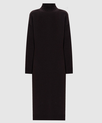 Brown FRAGORE wool and cashmere midi dress