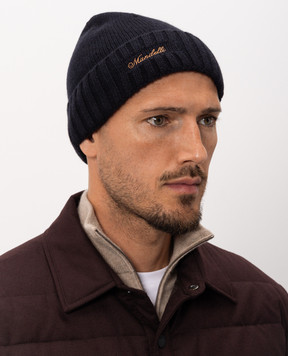 Enrico Mandelli Navy cashmere hat with logo embroidery CAP7735718