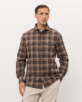 Brunello Cucinelli Brown checkered shirt MY6544008