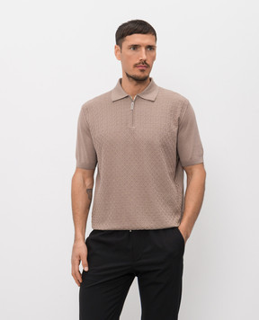 Stefano Ricci Brown polo shirt with woven pattern K212039P31F26195