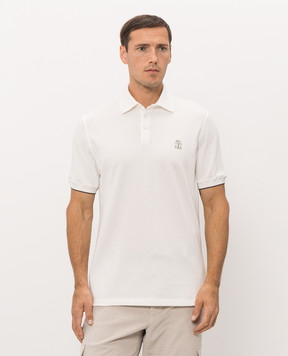 Brunello Cucinelli Ivory polo shirt with embroidered emblem ME8548788