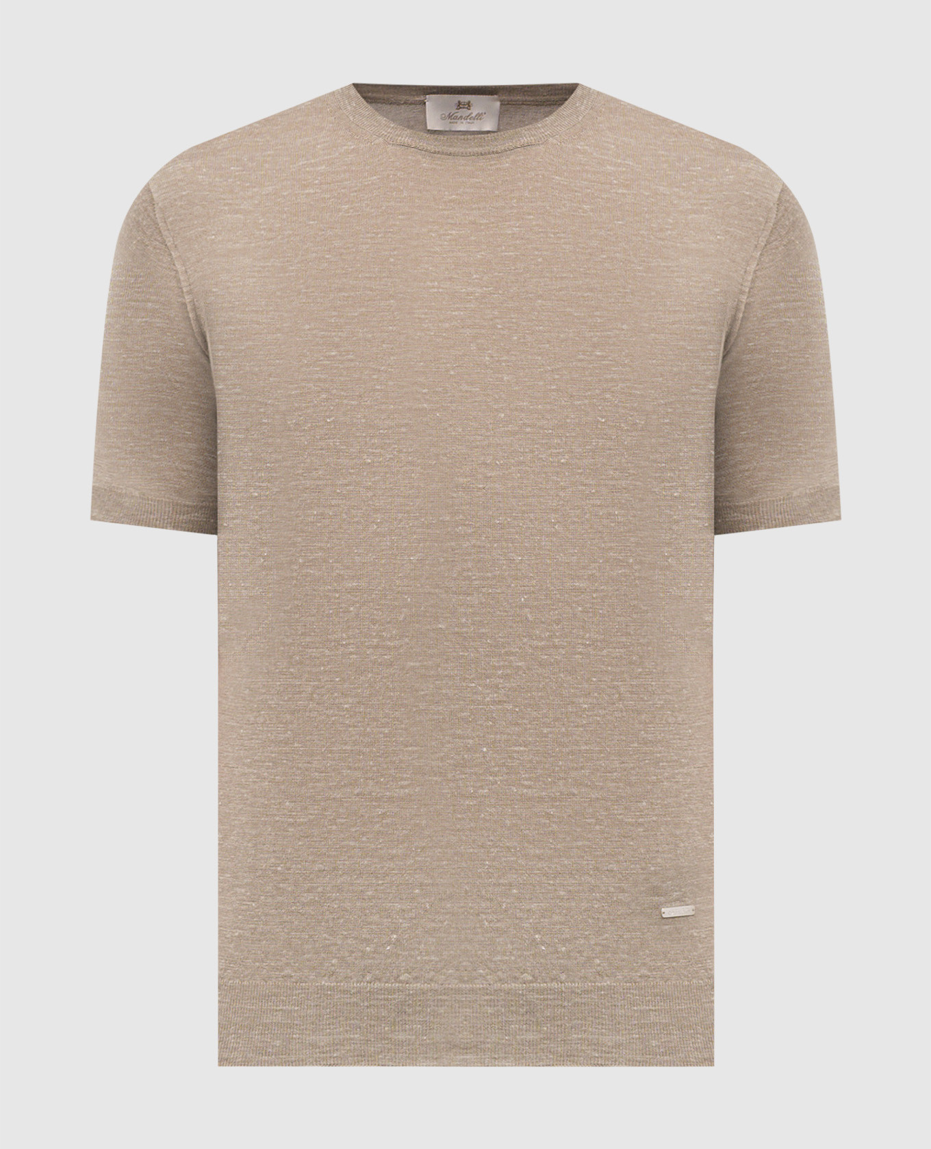 Beige cashmere, silk and hemp t-shirt