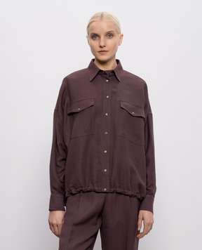 Brunello Cucinelli Burgundy shirt with linen MH126NE416