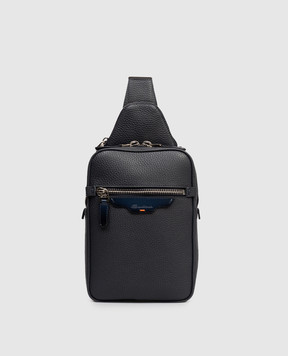 Santoni Blue leather sling bag with logo UIBBA2869BSAITB
