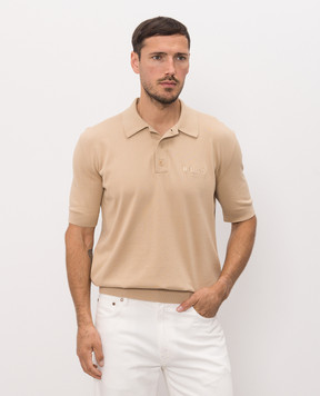 Balmain Beige polo shirt with logo embroidery HH1GB045KK24