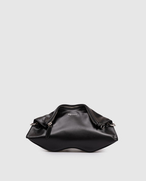 Alexander McQueen Black leather Manta bag with logo 8613741VDXA