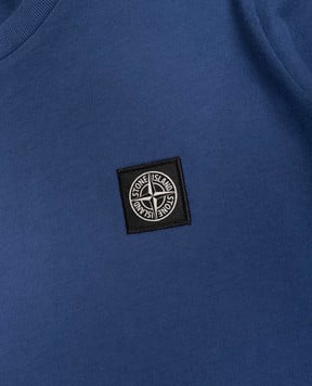 Stone Island Children's blue T-shirt with logo patch L1S162100002S00471012