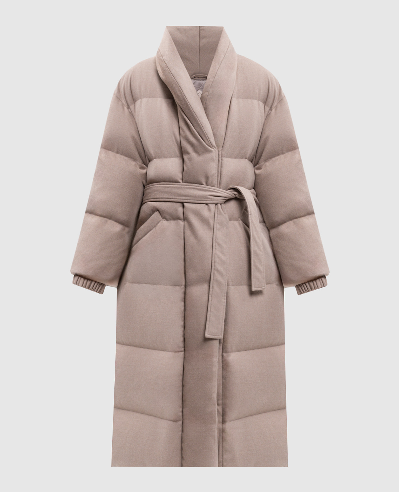 Beige elongated down jacket