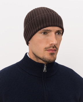 Cashmere&Whiskey Brown merino wool hat 201