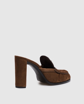 Saint Laurent LE LOAFER brown suede mules 86971327DTT
