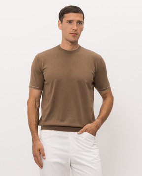 Bertolo Cashmere Brown cotton T-shirt 902204002056