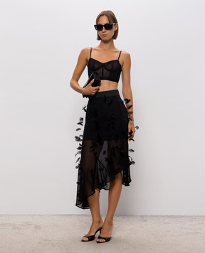 The Attico Black skirt with feathers 261WCS00329PAA085FS