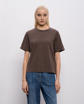 Brunello Cucinelli Brown T-shirt with monil chain M0T81BZ100