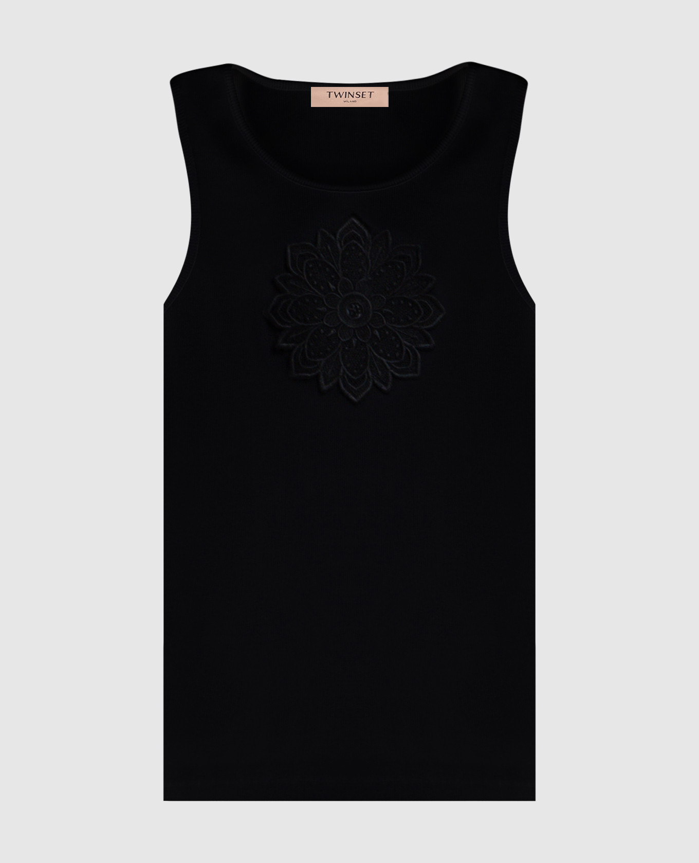 Black ribbed top with logo