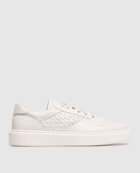 Doucal's Grey leather sneakers with weaving DU3261HAXEUY217