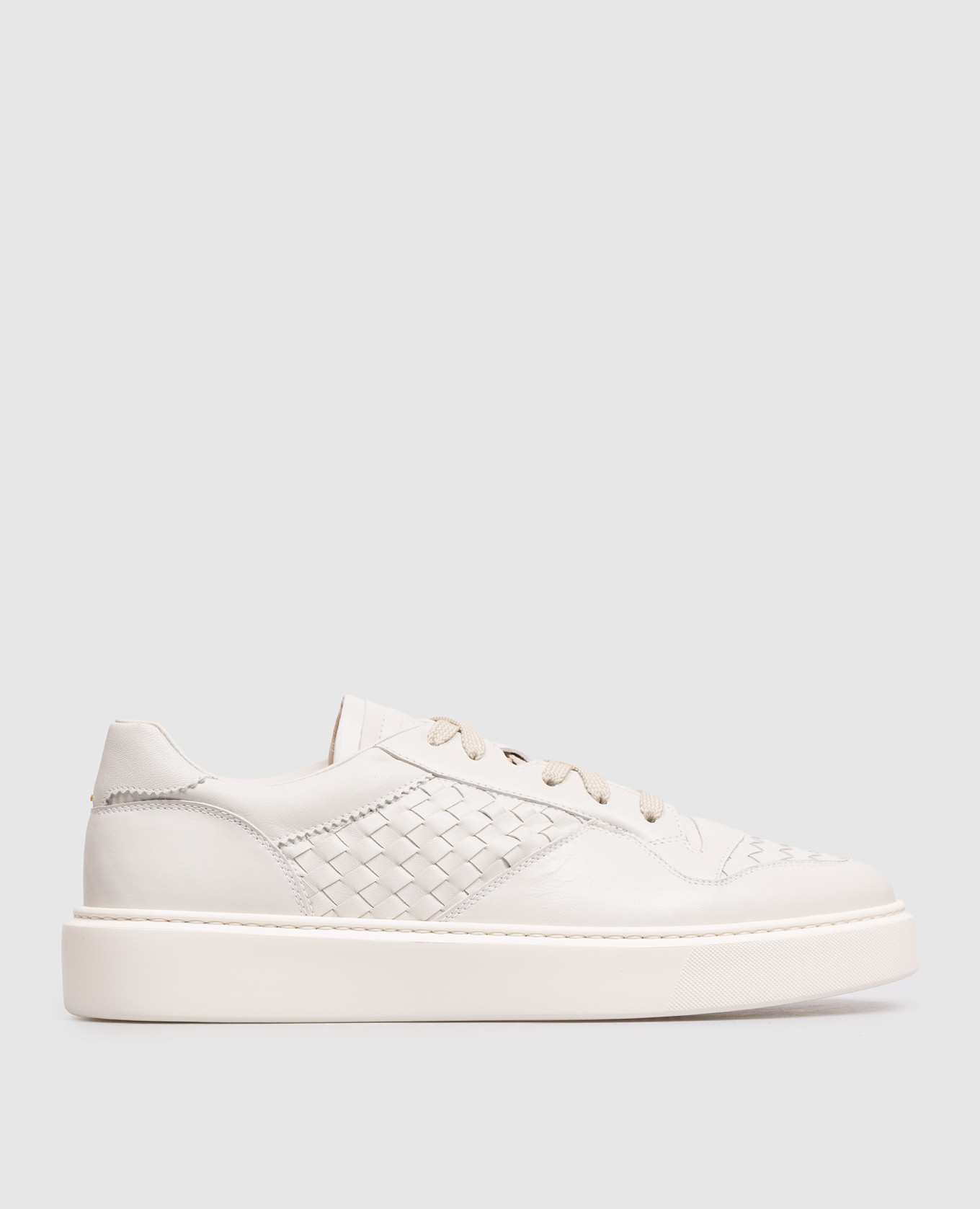 Grey leather sneakers with weaving