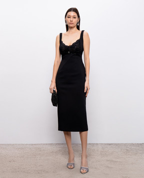 Nissa Black dress with lace insert RS16470